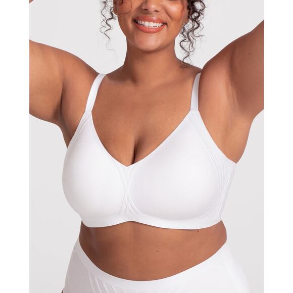 EUC Honeylove 42C/D Silhouette Bra White Shaping Slimming Wireless Soft Comfort
